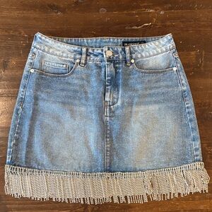 Blank NYC Denim skirt with rhinestone fringe. Size 28